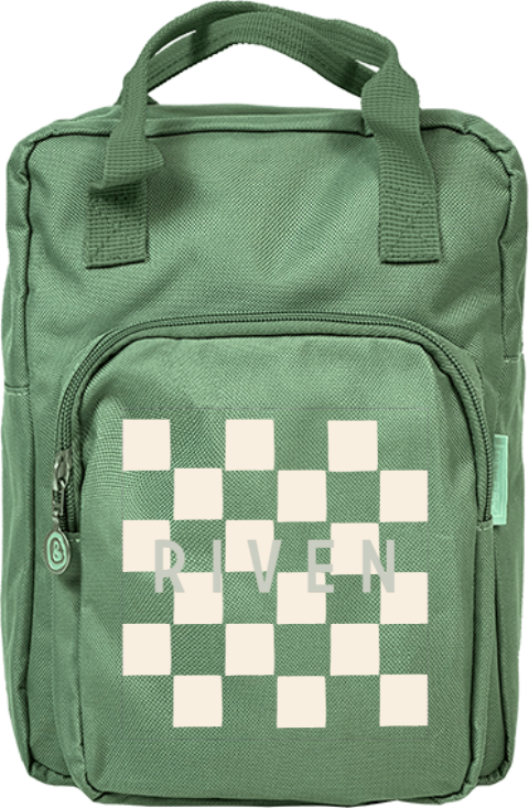 Rugzak classic met naam en ruitjespatroon