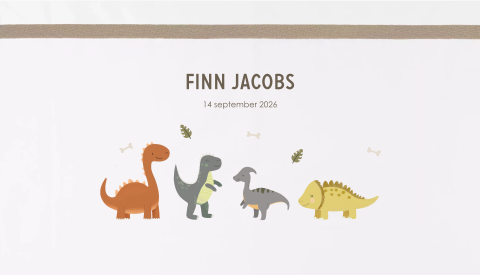 Lakentje voor wieg of ledikant met naam en dinosaurus