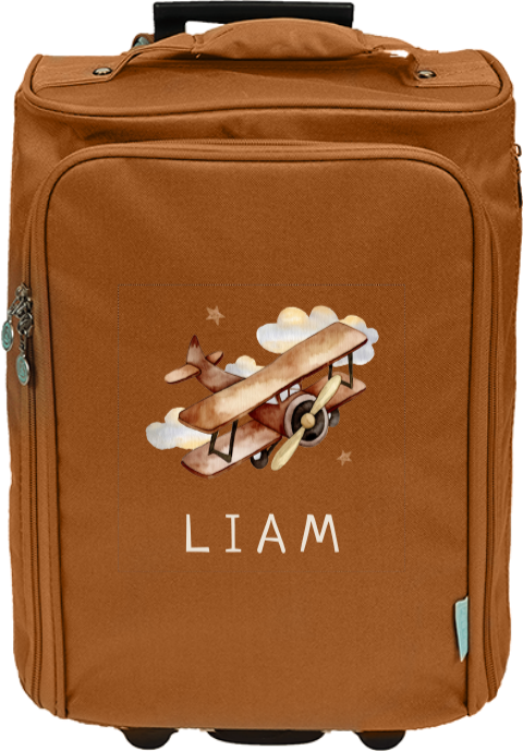 Kindertrolley met naam en vliegtuigje