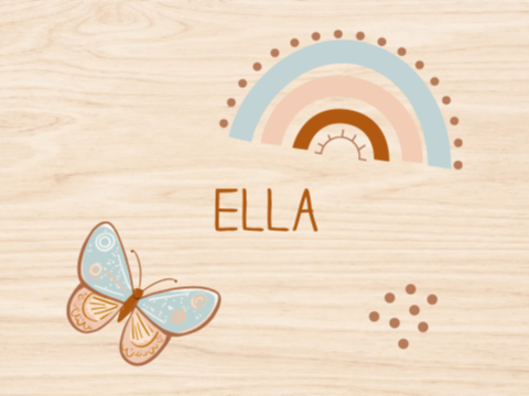 Herinneringskist met naam, vlinder en regenboog