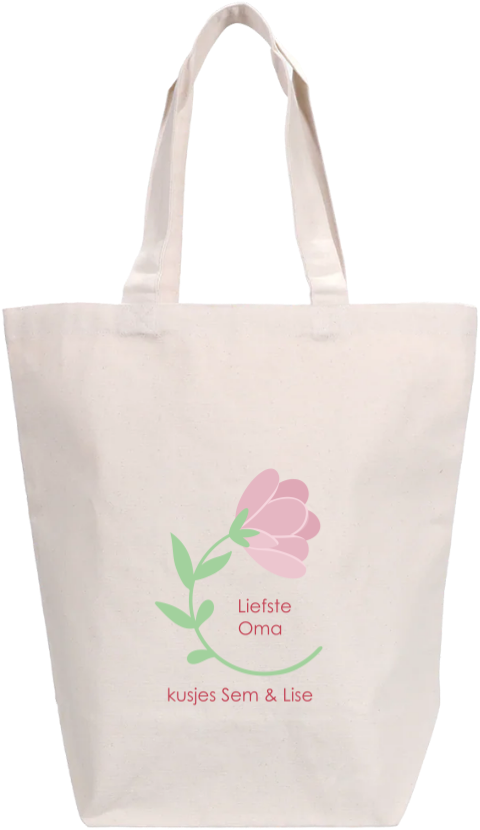 Katoenen tas met naam en bloem
