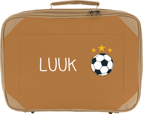 Koffertje met naam, voetbal en sterren