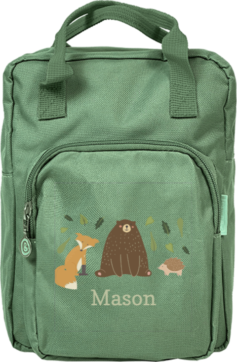 Rugtas classic met bosdieren en naam