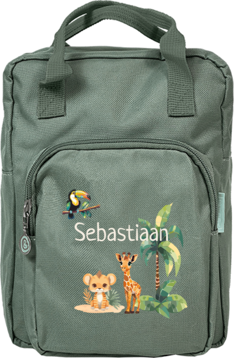 Rugzak classic met naam en kawaii jungle