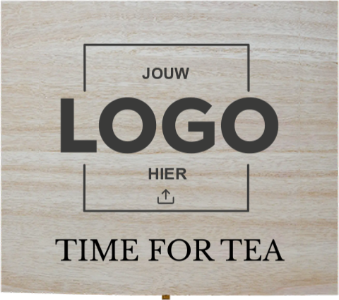 Theedoos met zakelijk logo en tekst
