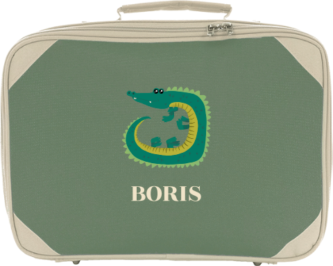 Koffertje met naam en krokodil
