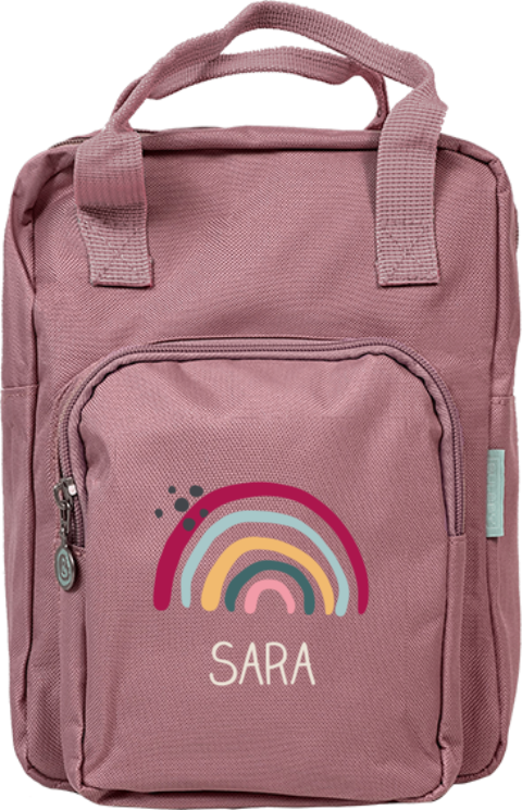 Rugzak classic met naam en regenboog
