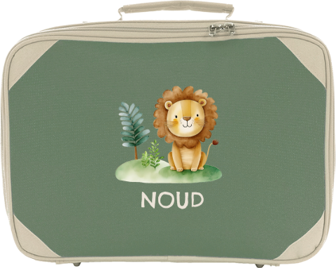 Koffertje met naam en lief leeuwtje