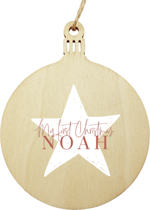 Houten kersthanger met naam en ster