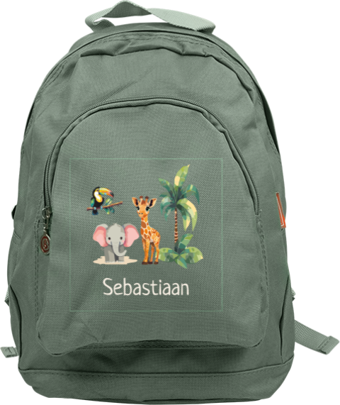 Junior rugzak met naam en kawaii jungle