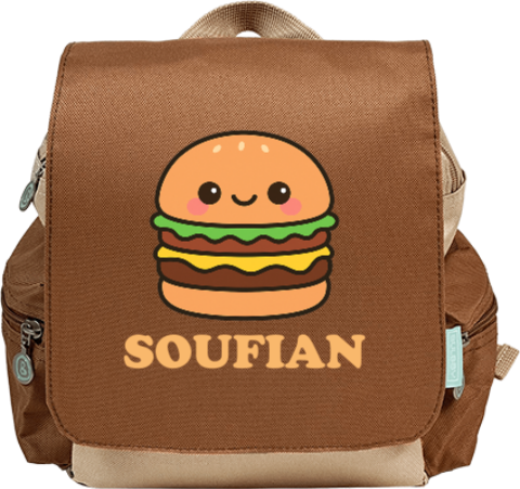 Rugzakje kawaii met naam en schattige burger