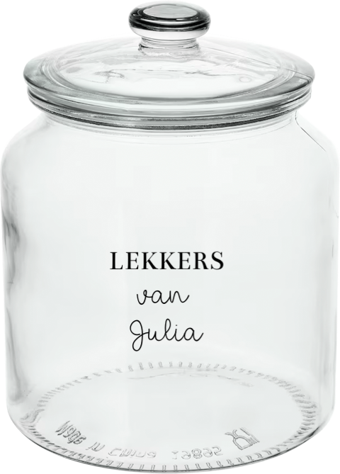 Glazen pot met naam