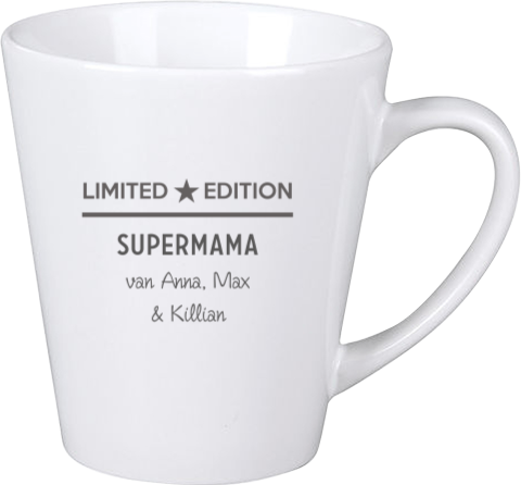Latte mok met naam speciale uitvoering