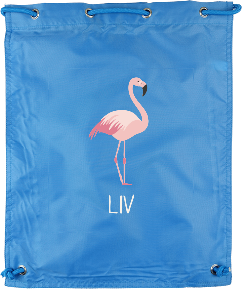 Gymtasje met naam en flamingo