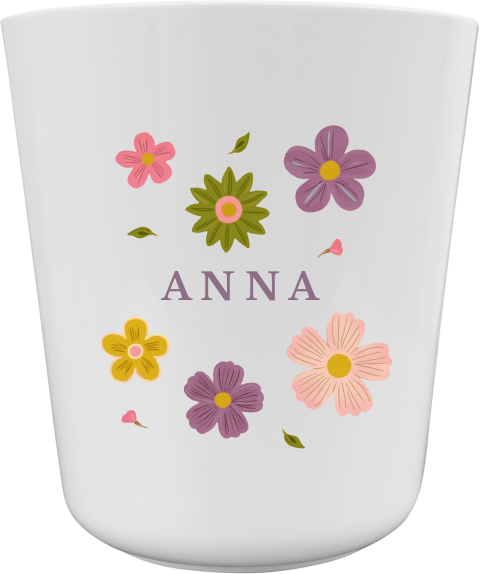 Kinderbeker met naam en bloemen