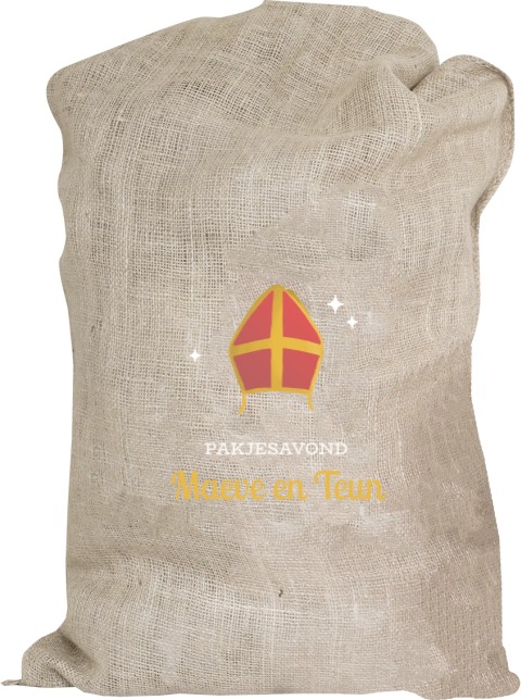 Jute Sinterklaaszak met mijter en sterretjes