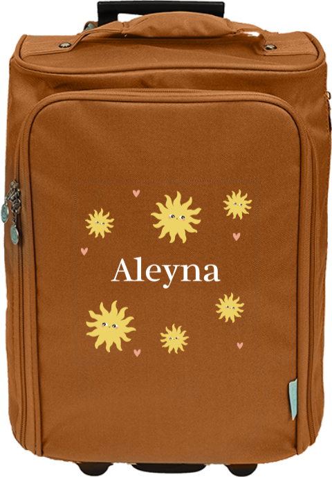 Reistrolley met naam, zonnetjes en hartjes