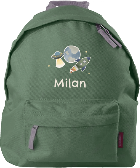 Rugzak kind met naam en heelalthema 