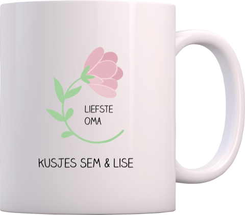 Mok met naam en mooie bloem