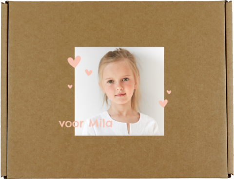 Cadeaudoos met foto, hartjes en naam