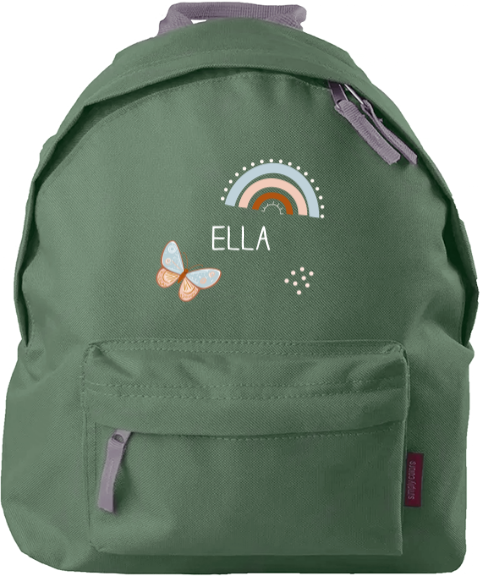 Rugzak kind met naam, vlinder en regenboog