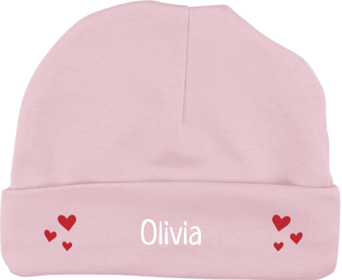Babymutsje met naam en hartjes