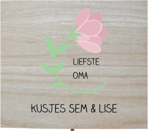 Theedoos met naam en mooie bloem