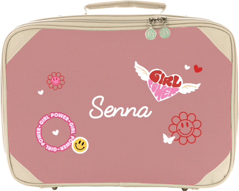 Koffertje met naam en hip sticker-design