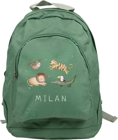 Junior rugzak avontuurlijk met jungle dieren en naam