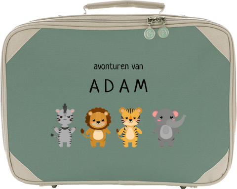 Koffertje met naam en safaridieren