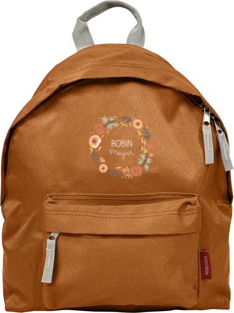 Rugzak kind met naam en bloemenkrans