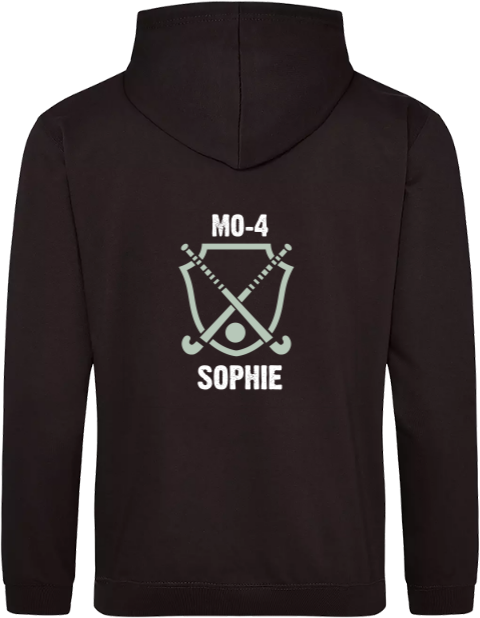 Hoodie volwassenen met naam en hockey embleem