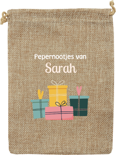 Pepernotenzakje met naam en cadeaus