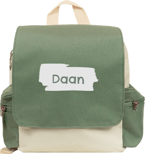 Rugzakje kind met naam en penseelstreek