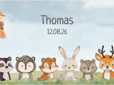 Herinneringskist met naam en bosdiertjes