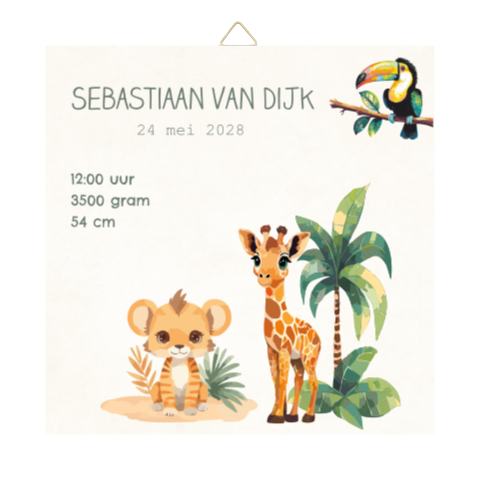 Tegeltje met naam en safari thema