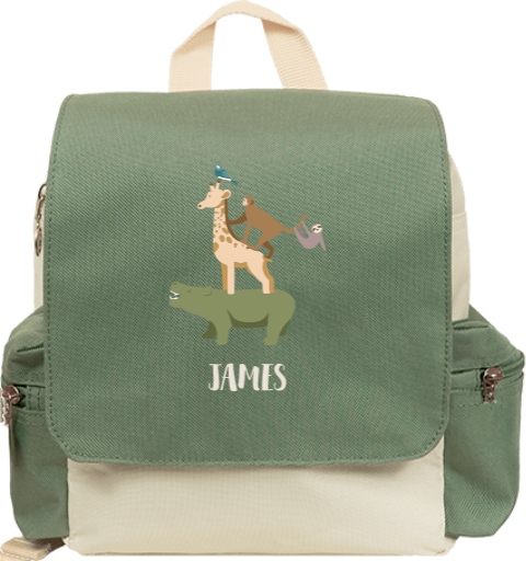 Rugzakje met naam en jungledieren