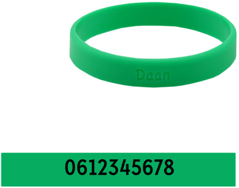 SOS armband gegraveerd met telefoonnummer