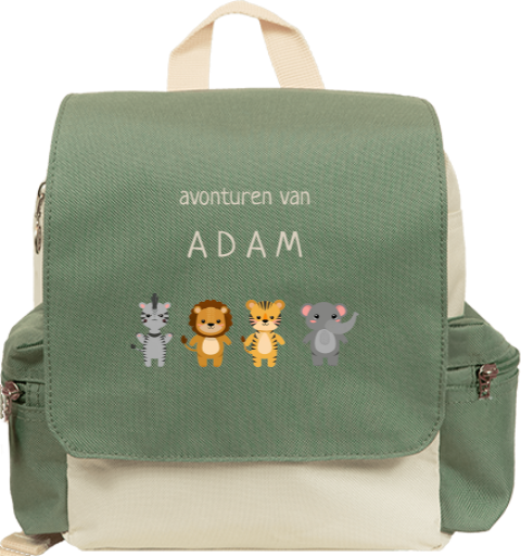 Rugzakje kind met naam en safaridieren