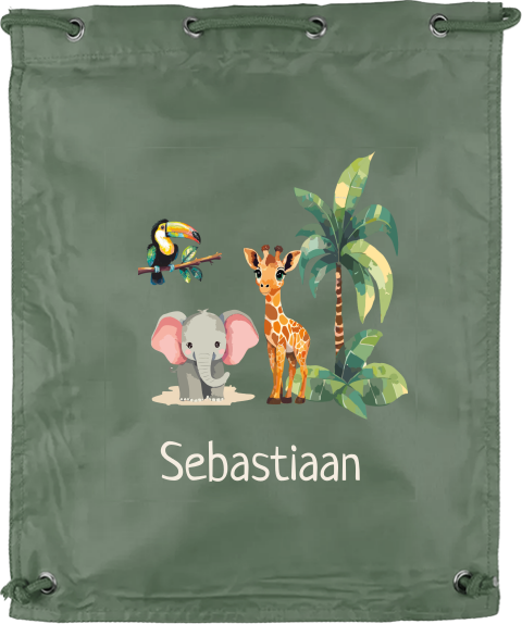 Gymtas met kawaii jungle en naam