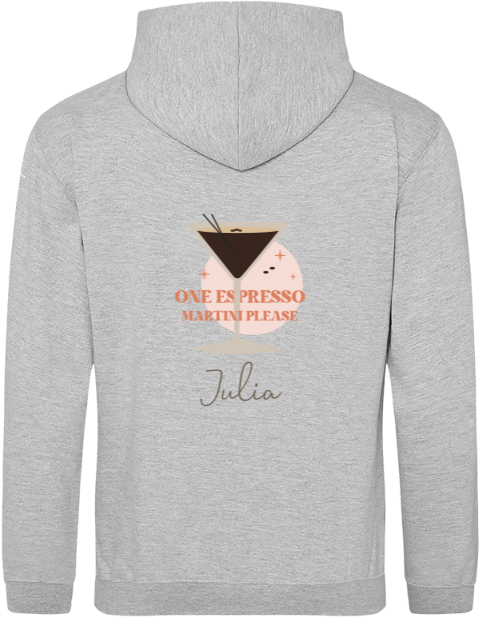 Hoodie volwassenen met naam en espresso martini