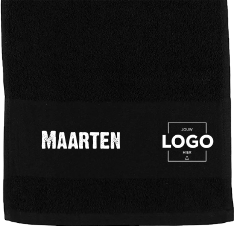 Golfhanddoek met naam en zakelijk logo