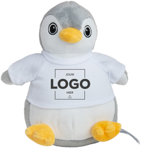 Pinguin knuffel met logo op t-shirt