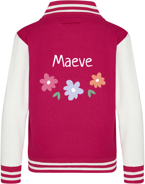 Baseball vest met naam en drie bloemen