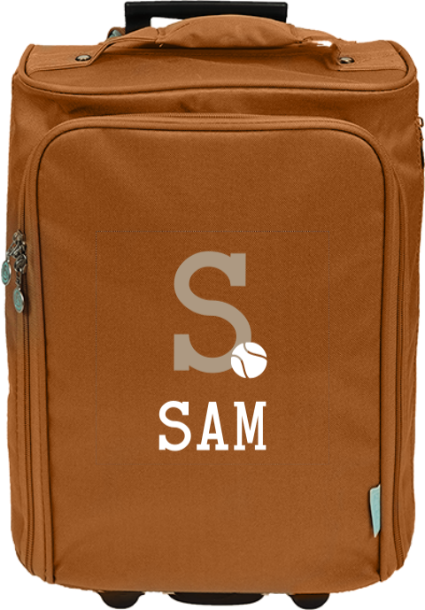 Reistrolley met naam, initiaal en tennisbal