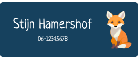 Naamsticker medium met vos