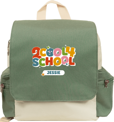 Rugzakje met kleurrijke tekst en naam