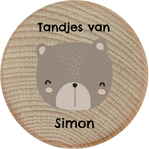 Tandendoosje met naam en bruine beer