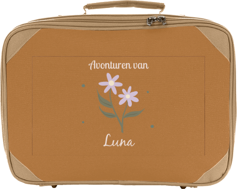 Koffertje met naam en bloemetjes