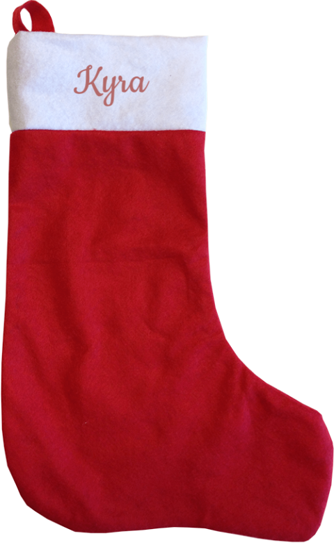 Kerstsok rood met naam